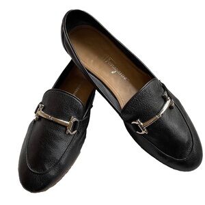 Salvatore Ferragamo Gancini Horsebit Black Leather Loafer Silver Hardware Size 9